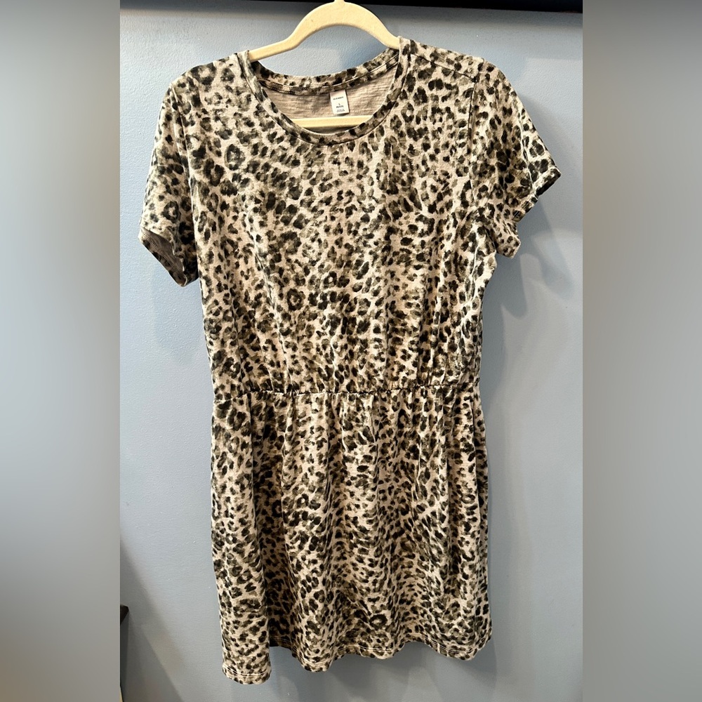 Old Navy Short Sleeve t shirt Dress Animal Print Sz Large petite Gray Black NEW